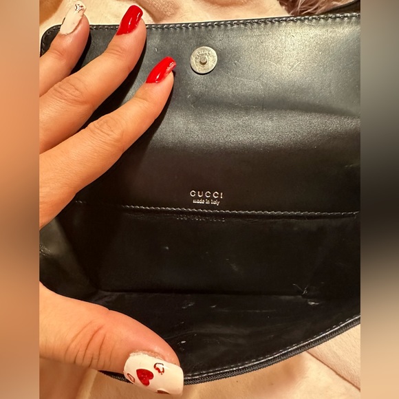 GUCCI Vintage Cosmetic Pouch Purse Nylon Leather Black - Picture 13 of 14